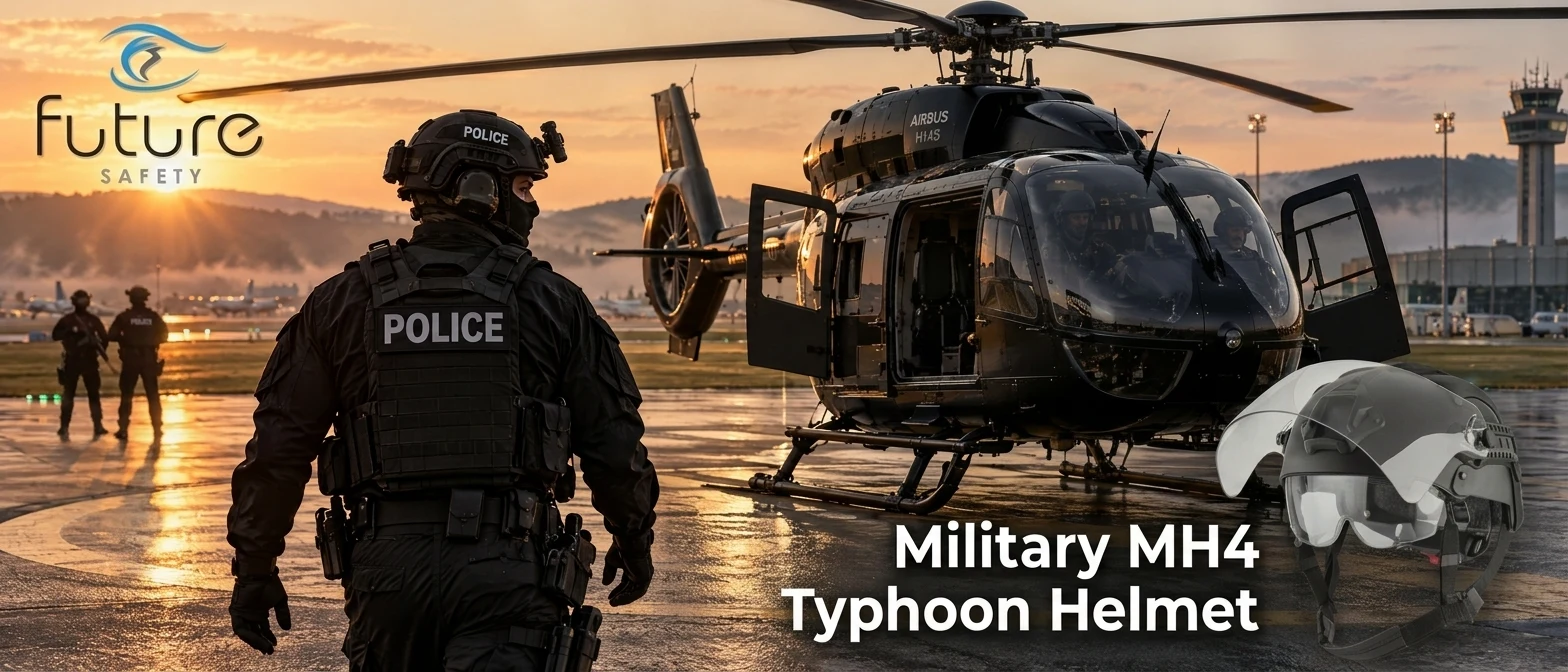 MH4 Typhoon Helmet – Future Safety MH4 Typhoon Einsatzhelm von Future Safety für Polizei und Spezialeinheiten am Hubschrauber