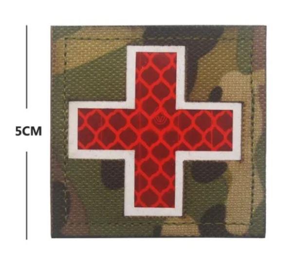 Reflex Patch Velcro Kreuz Camouflage Rot