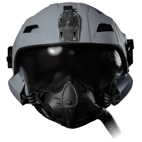 H-CMF Fighter Jet Helmet by LD Switzerland, front view with oxygen mask